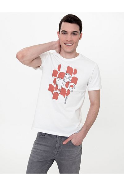 Pierre Cardin Μπλουζάκι Ecru Slim Fit Crew Neck 50249822-vr019