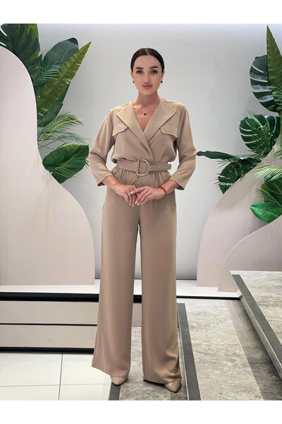 MODATALİKA Modatalika Kadın Uzun Kollu Cep Kapak Detaylı Zincir Kemerli Şık T...