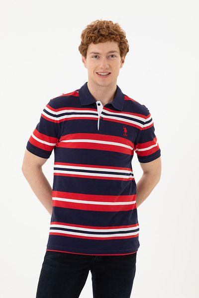 U.S. Polo Assn. Férfi sötétkék nyakú póló 50263219 -vr033