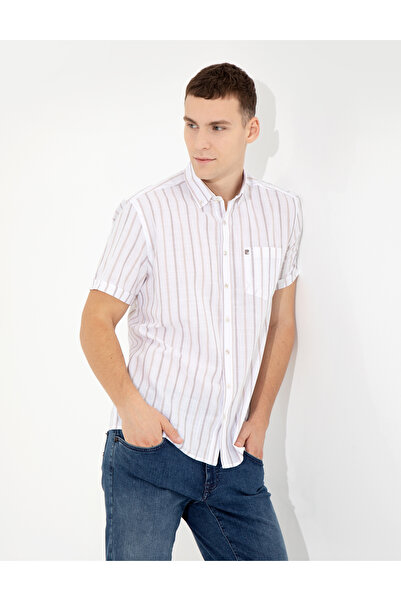 Pierre Cardin Beige Regular Fit Short Sleeve Shirt 50252475-Vr011