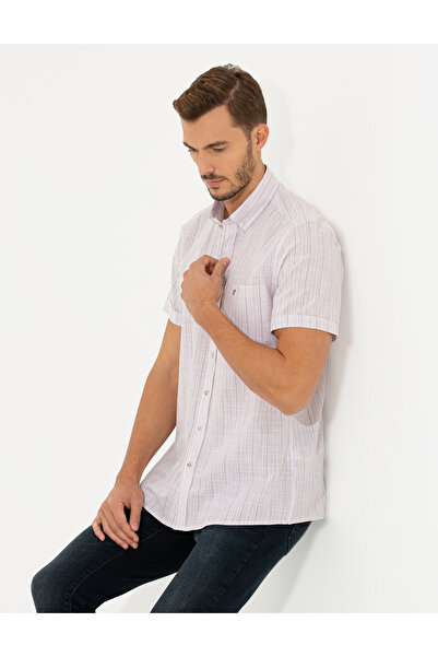 Pierre Cardin Beige Regular Fit Short Sleeve Shirt 50252483-Vr011