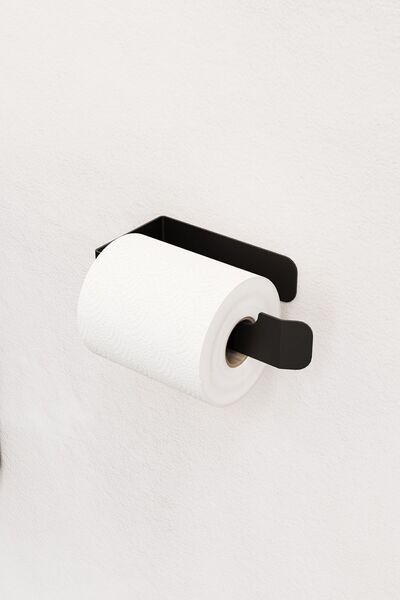 Zift Unique Lifetime Stainless Steel - Matte Black Adhesive Toilet Paper Hanger, WC Paper Hanger