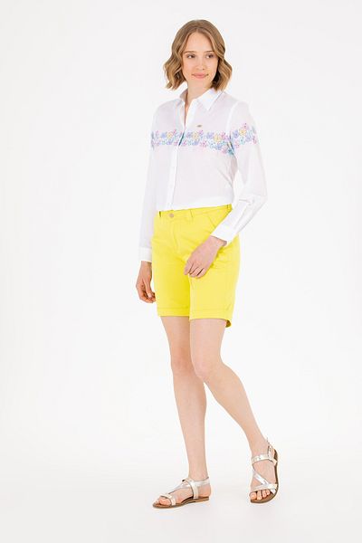 U.S. Polo Assn. Women's Neon Yellow Woven Shorts 50263220 -Vr168