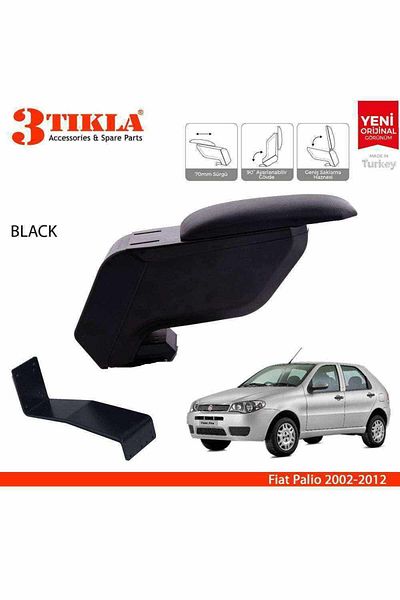 3 Tıkla Fiat Palio 2002-2012 Delmesiz Çelik Ayaklı Siyah Kolçak Kol Dayama