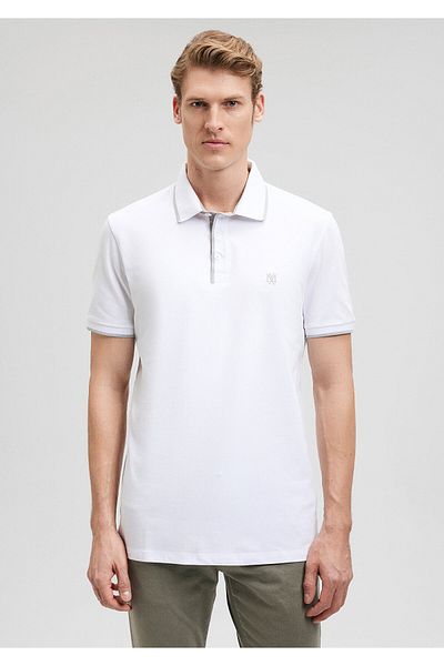 Mavi Weißes Polo-T-Shirt – Kragendetail, taillierter Schnitt 062373-27879