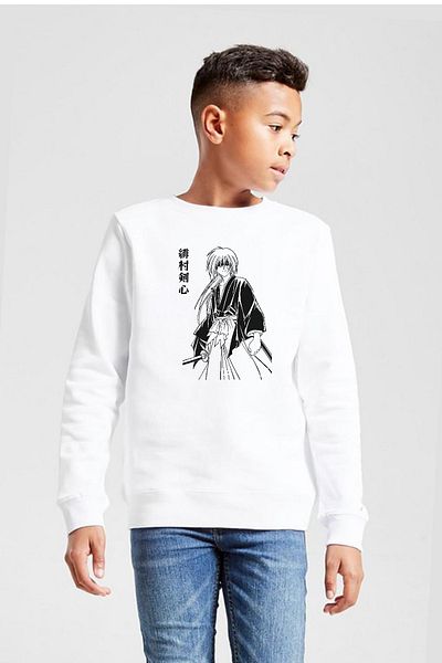 Tshirthane Rurouni Kenshin Poster Japan White Hanorac 2ip pentru copii