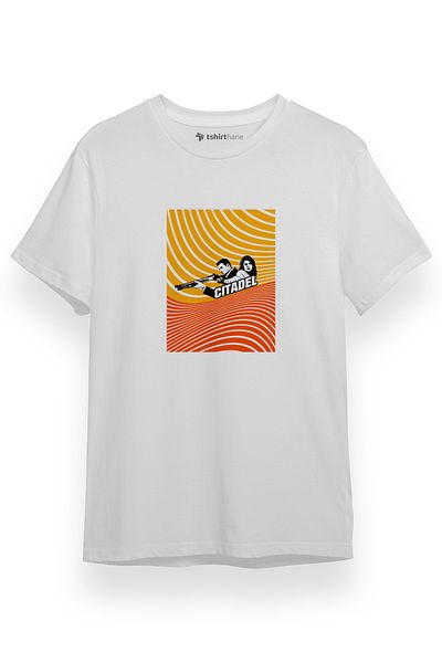 Tshirthane Ανδρικό μπλουζάκι Citadel Yellow Red Lines Λευκό κοντομάνικο