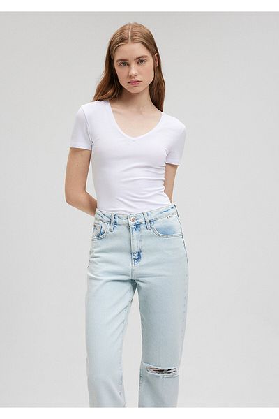 Mavi Lux Touch White Modal T-Shirt - Fitted Cut1600964-620