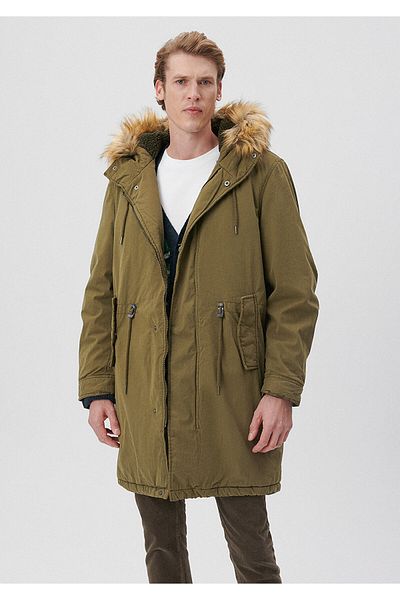 Mavi Πράσινο Μακρύ Πάρκα με Γούνινο Γιακά Oversize / Wide Cut 0110108-29754
