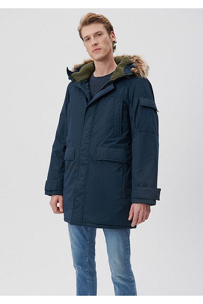 Mavi Navy Blue Fur Collar Long Parka - Regular Fit0110105-70490