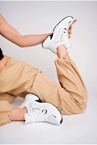 Store Kalın Taban Sneaker Unisex Spor Ayakkabı BEYAZ-SİYAH