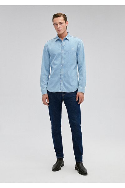 Mavi Roy Lux Schwarzes, leichtes Jeanshemd, schmale Passform/enger Schnitt, 0210496-83856