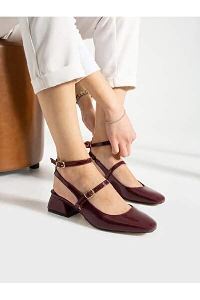 Kids Club Shoes Feles Tubi Jane Blunt Toe Pantofi cu toc de damă Roșu Claret