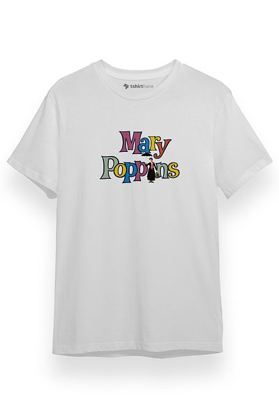 Tshirthane Ανδρικό μπλουζάκι Mary Poppins Colorful Letters Λευκό κοντομάνικο