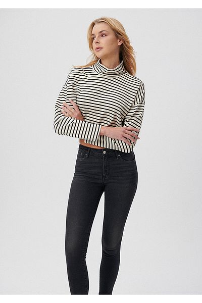 Mavi Ριγέ μαύρο T-Shirt Crop / Short Cut 1612284-82376