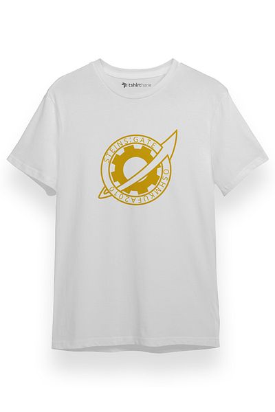 Tshirthane Ανδρικό T-Shirt - Steins Gate Future Gadget Laboratory Badge, Λευκό, Κοντό μανίκι
