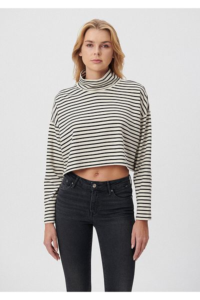 Mavi Ριγέ μαύρο T-Shirt Crop / Short Cut 1612284-82376