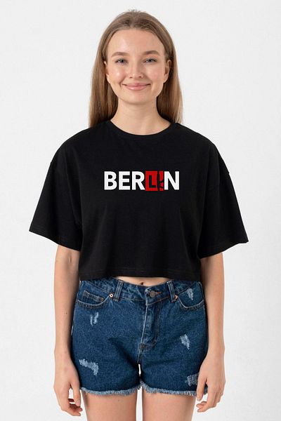 Tshirthane La Casa De Papel Berlin - White Black Women's Crop T-Shirt