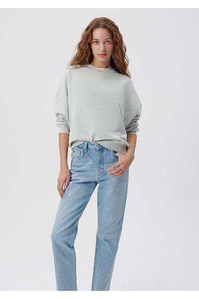 Mavi Graues Basic-Sweatshirt mit Rundhalsausschnitt1611770-70074