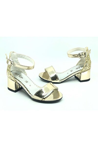 Kocamanlar Ayakkabı İremsu 9989 Pantofi pentru copii cu toc la spate cu sclipici cu bandă simplă GOLD