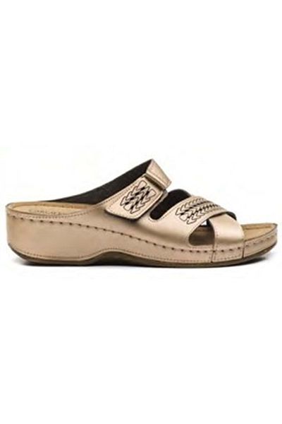 Kids Club Shoes Ο Δρ. Συνιστώμενες Γυναικείες Ορθοπεδικές Παντόφλες Χρυσό Χρώμα