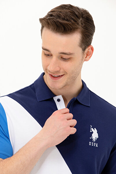 U.S. Polo Assn. تي شيرت بولو بياقة بولو باللون الأزرق الداكن للرجال 50263394-...