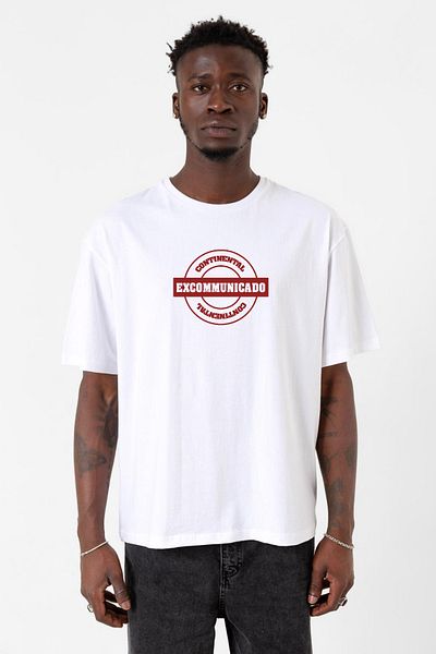 Tshirthane John Wick Continental Excommunicado Λευκό ανδρικό μπλουζάκι μεγάλου μεγέθους