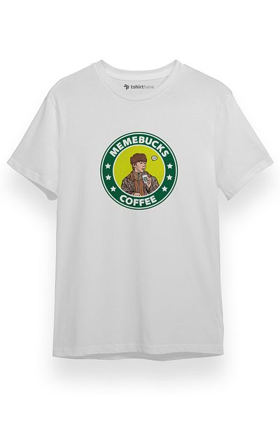 Tshirthane Ανδρικό μπλουζάκι Monsta X Hyungwon Memebucks Coffee Λευκό κοντομάνικο