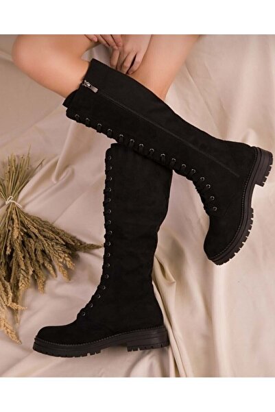 Kids Club Shoes Feles Siyah  Postal Kadın Çizme SİYAH-SÜET