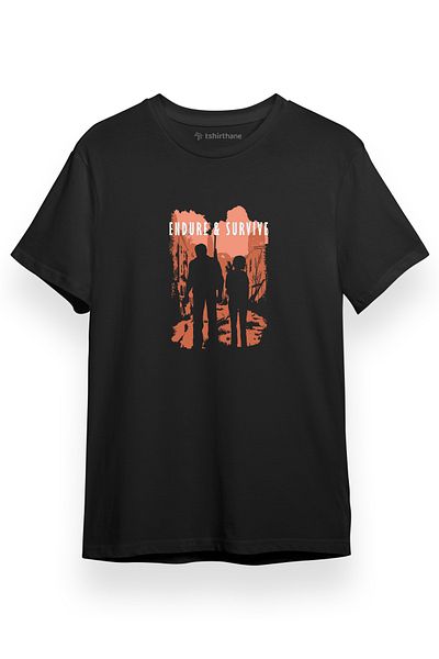 Tshirthane The Last of Us Endure and Survive Μαύρο κοντομάνικο ανδρικό μπλουζάκι