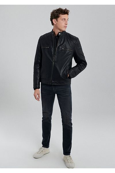 Mavi Μαύρο μπουφάν από συνθετικό δέρμα Slim Fit / Slim Fit0110345-900