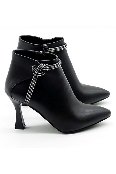 Kids Club Shoes Feles Tassel Stone Detailed Bootie Classic Γυναικείες Μπότες ΜΑΥΡΟ
