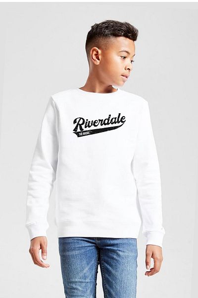 Tshirthane Riverdale Bronx New York City Λευκό Παιδικό φούτερ με 2 κορδόνια