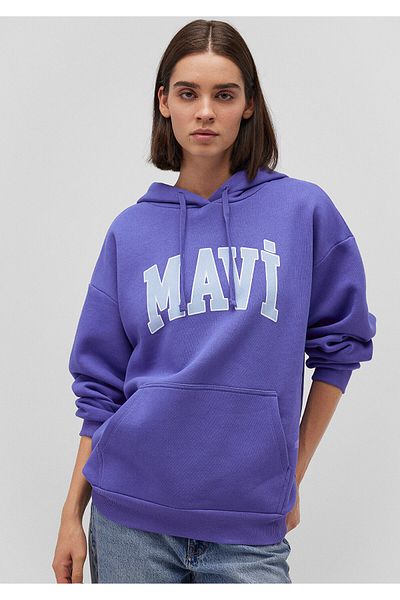 Mavi Hanorac violet cu glugă cu imprimeu cu logo1600361-70613