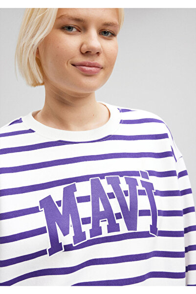 Mavi Світшот з логотипом і фіолетовими смужками 1s10099-86806