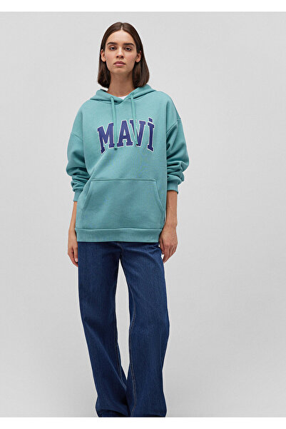 Mavi Logo Baskılı Kapüşonlu Yeşil Sweatshirt 1600361-71823