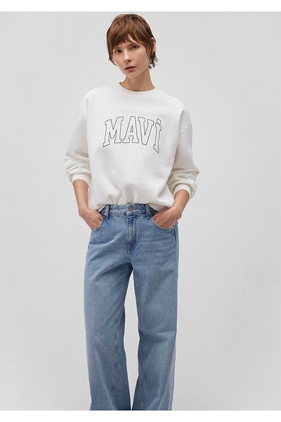 Mavi Weißes Sweatshirt mit Logo-Aufdruck1611192-70057