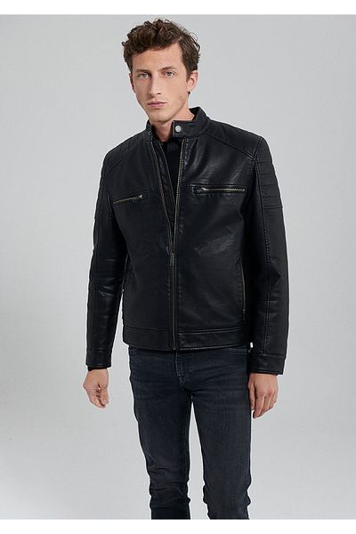 Mavi Μαύρο μπουφάν από συνθετικό δέρμα Slim Fit / Slim Fit0110345-900
