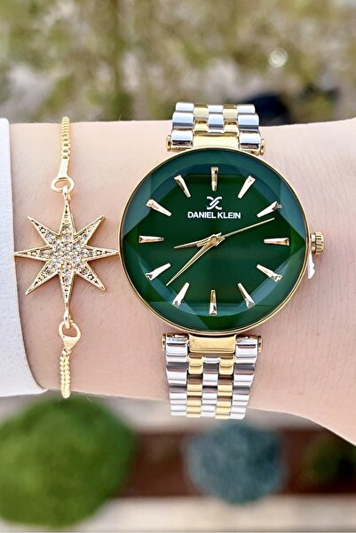 Daniel Klein Kadranı Yeşil Kordonu Sarı Silver Renk 24 Ay Garantili Kadın Kol...