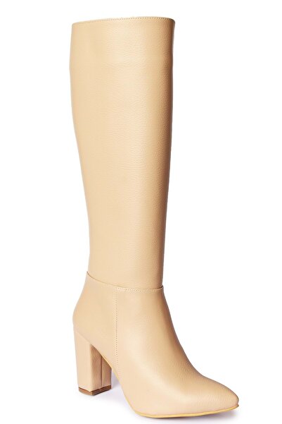 Kocamanlar Ayakkabı Feles Жіночі чоботи з підборами та шкіряними халявами NUT