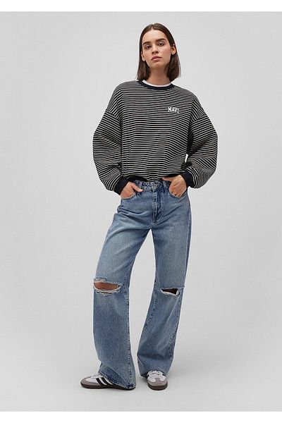Mavi Schwarzes Sweatshirt mit Streifen und Logo-Aufdruck 1s10100-85143