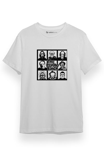 Tshirthane Ανδρικό μπλουζάκι με κοντό μανίκι The Psycho Bunch White