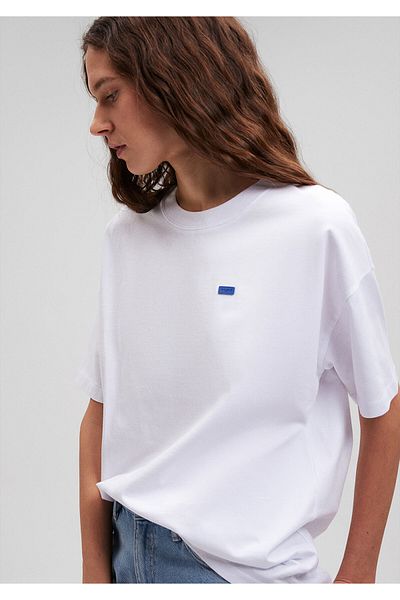 Mavi Weißes Basic-T-Shirt mit Rundhalsausschnitt, lockere Passform / lockere, entspannte Passform1612188-620