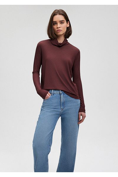Mavi Stand Collar Burgundy T-shirt Loose Fit / Loose Comfortable Fit1612023-70421