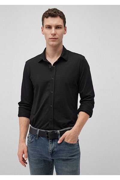 Mavi Schwarzes Strickshirt mit tailliertem Schnitt 0210812 -900