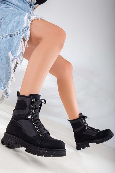 Kids Club Shoes Mehtap Tent Fabric Γυναικείες Μπότες ΜΑΥΡΟ