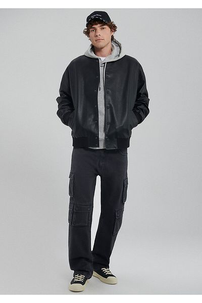 Mavi Μαύρο τεχνητό δέρμα Bomber Jacket Oversize / Wide Cut0110317-71379