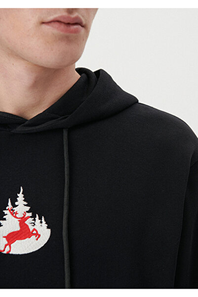 Mavi Yılbaşı Temalı Siyah Sweatshirt 0S10075-900
