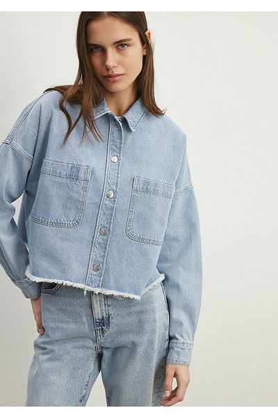 Mavi Koszula Willow 90s Light Jean o kroju Crop/Short Cut 1210244-86442
