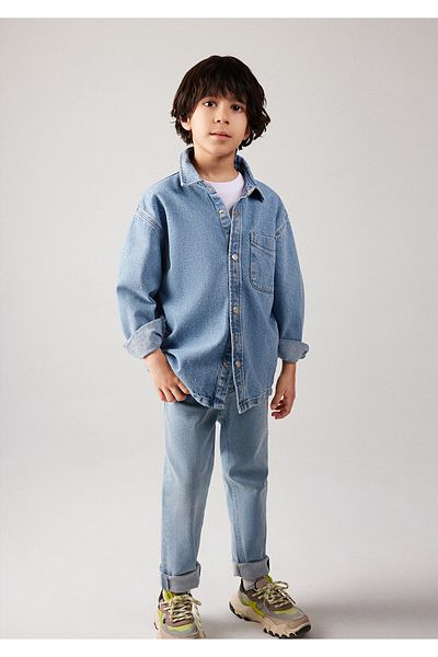 Mavi Bob 90s IndiGo Si Jean košile – široký střih oversize 6210000 -86709